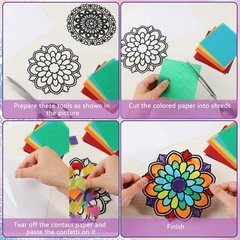 18 Pack Colorful Mandala Window Clings DIY Kit Stained Glass Kits