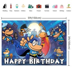 Dog Man Backdrop 5x3ft Party Supplies Kids Birthday Decoration Banner Background