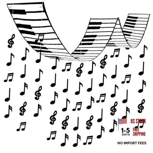 Party Decorations 12 ft Piano Banner Ceiling Decor with 24 Pcsal Note Music
