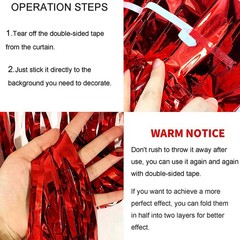 Red Foil Fringe Curtain Backdrop Metallic Tinsel Streamers 3.28×6.56 Ft 4 Pack