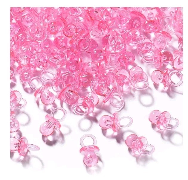 Mini Acrylic 45 Pc Pacifiers for Baby Shower 0.86 Inch Bulk Pacifiers for Gender