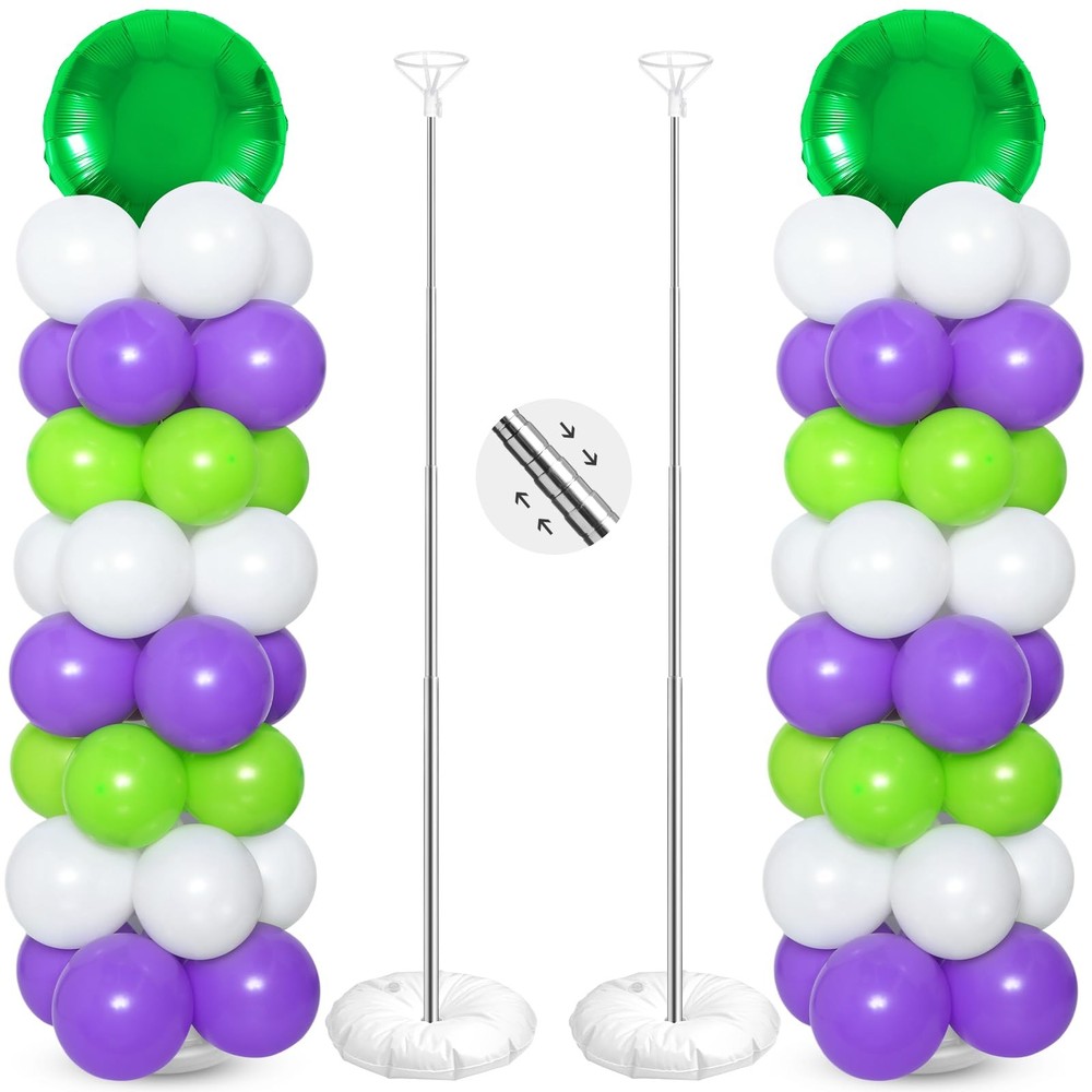 2 Sets Light Inspired Year Balloon Column Stand Kit Cartoon Story Game Purple…