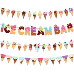 NO-DIY Ice Cream Bar Banner Garland Ice Cream Party Decorations Summer Sweet …