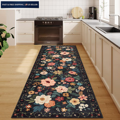 DUKINO 2×6 Runner Rug for Hallway, Washable 2′ x 6′ (Rectangular), Black