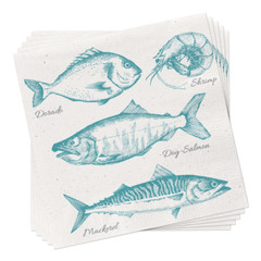 BIG CATCH Fish Beverage Napkins 20pcs Fishing Napkins, Coastal Cocktail Napkins