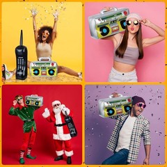 Retro Inflatable Boombox and Mobile Phone Props – Perfect for 80s & 90s Parties