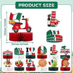 12Pcs Italy Party Decorations Italian Theme Honeycomb Centerpieces for Table I L