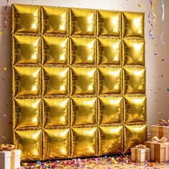 50Pcs Gold Square Foil Balloon Wall Backdrop Reusable Aluminum Foil Party Decor