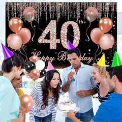 Rose Gold Black 40th Birthday Decorations Backdrop Balloon Arch Garland Kit Wome