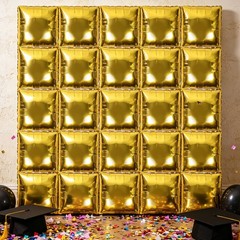 50Pcs Gold Square Foil Balloon Wall Backdrop Reusable Aluminum Foil Party Decor