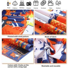 Sumind Dart Battle Party Supplies Horizontal Fabric Happy Birthday Banner, Or…