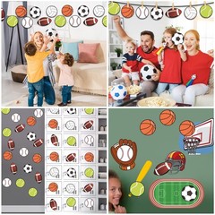 60 PCS Sport Ball Paper Cutouts with 100 Glue Points for Bulletin Board Decor