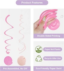 48PCS Pastel Paper Swirl Decorations Hanging Ceiling Streamers for Birthday, …
