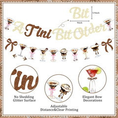 A Tini Bit Older Birthday Decorations, Gold Brown Glitter Tiny Bit Older Banner