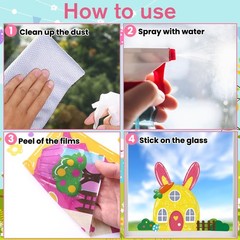 JOICEE 6 Sheets Easter Window Cling Decorations, 81 PCS Cute Cartoon Multi