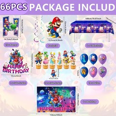 2026 New Super Mario Birthday Decorations Set, 60″x40″ Backdrop, 71″x43″ Tabl…