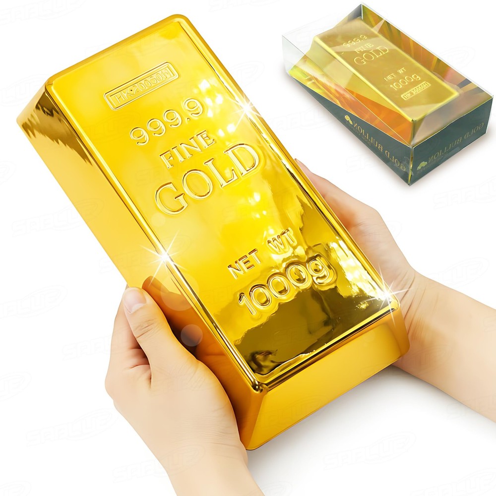 SABLUE Replica Gold Bar Fake Brick Bullion Plastic Business Card Case Holders Bo