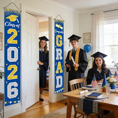 Graduation Decorations 2026, Blue and Gold Door Porch Signs, Graduation Banner C