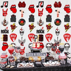 8pcs Rock and Roll Party Hanging Garlands Rock Music Room Wall Decor Rockstar…