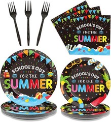 96 Pieces End of School Theme Tableware Set for Kids Class Summer Table Deco…
