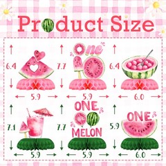 One In A Melon Birthday Table Centerpieces Watermelon Party Decor 9 PCS