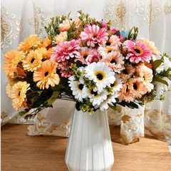 7 Stem Artificial Silk Daisy Bouquet Marigold Chrysanthemum for Gallery Wall