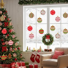 54 PCS Ornaments Christmas Ball Cutouts Paper Bulletin Board Decorations