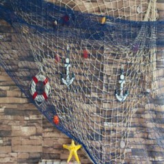 Decorative Fishing Nautical Theme Net + 10 Piece Marine Decorations