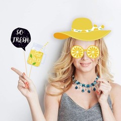 25 PCS Lemon Lime Citrus Lemonade Theme Photo Booth Props With Sticks