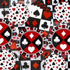 81Pcs Casino Party Decorations – Poker Party Tableware Set Includes Poker Themed