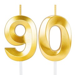 90th Birthday Candles for Cake,Gold Number Happy Gold