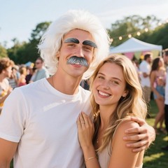 Old Man Mustache and Eyebrows – Gray White Fake Mustache for 100 Days of Scho…