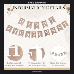 Happy Engagement Burlap Banner for Wedding Party Decorations