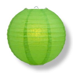 8″ Grass Green Round Paper Lantern, Even Ribbing, Hanging Decoration