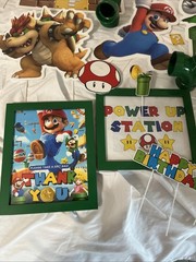 Mario Bros Party Decoration Paper Theme Princess Peach Mario Luigi Wall 19 Piece