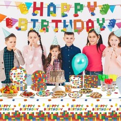 Complete 177 Pcs Building Block Themed Party Set – Perfect for Boys’ Birthdays