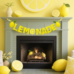 Lemonade Stand Decorations Pre-Strung Handmade Felt Lemonade Sign Banner Wool…