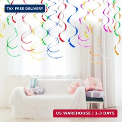 Colorful Ceiling Swirl Foil Decorations Hanging Plastic Streamer Themed Swirl Pa