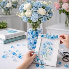 160PCS Bule Fake Ice Cubes Vase Fillers Crushed Ice Rocks Table Centerpieces