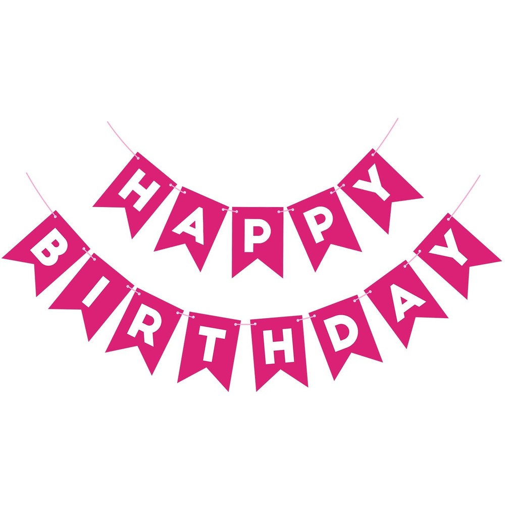 Hot Pink Happy Banner Sign for Backdrop Hot Pink Decorations for Girls 13th 1…