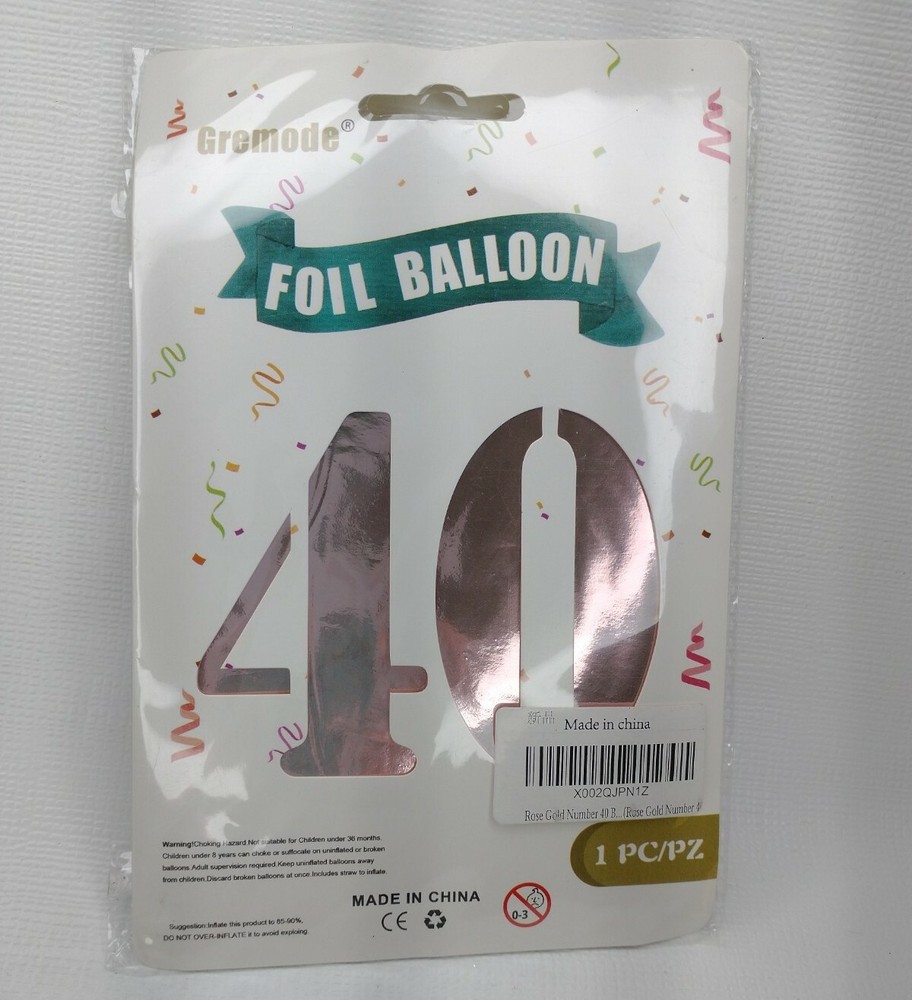 40th Birthday Pink Mylar Foil Balloon Number 40 Party Supplies