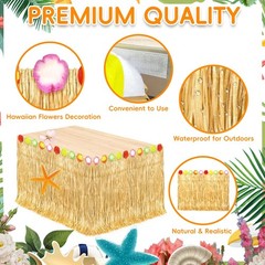 2 Pack Hawaiian Grass Table Skirt 108″ x 29.5″, Laua Party Decorations Grass …