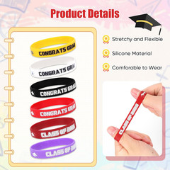 48PCS Class of 2026 Graduation Silicone Bracelets Bulk Congrats Grad Rubber Band