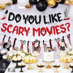 Halloween Birthday Party Decorations Glitter Happy Banner Horror Red