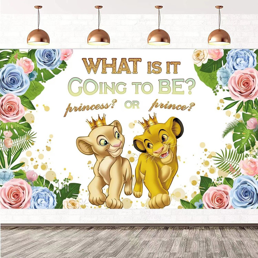 Lion King Gender Reveal Backdrop Baby Shower Party Photo Background Banner