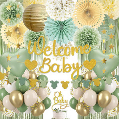 Sage Green Baby Shower Decorations – Gender Neutral Baby Shower Decor Set with W