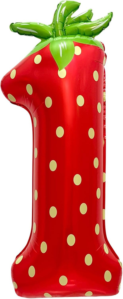 40 Inch Strawberry Number 1 Balloon Berry First Birthday Décor for Baby Girls St