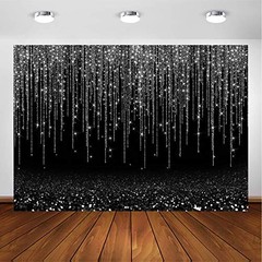 Black and Silver Backdrop Silver Black Prom Backdrop Black and Silver 7x5ft