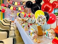 1st Birthday Cartoon Mouse Decorations – Banners, Balloons, Door Hanger, Crown..