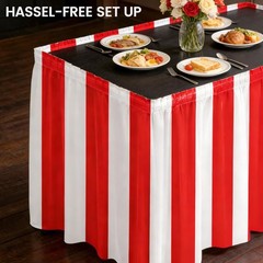 2 Packs Red and White Striped Table Skirt Circus Table Skirt Carnival Theme